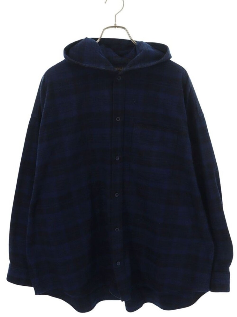 Balenciaga Oversized Hooded Plaid Long Sleeve Shirt Hoodie